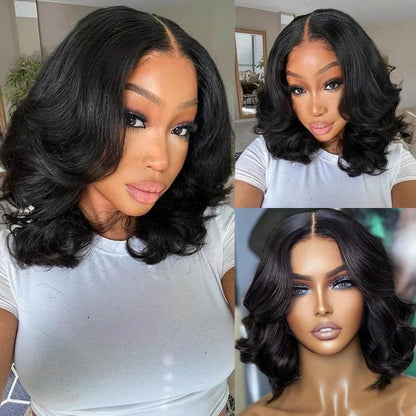 Low Maintenance Body Wave Wear & Go Pre-cut HD Lace Ready to Wear Bob Wig with Pre Plucked Hairline & Bleached Knots
