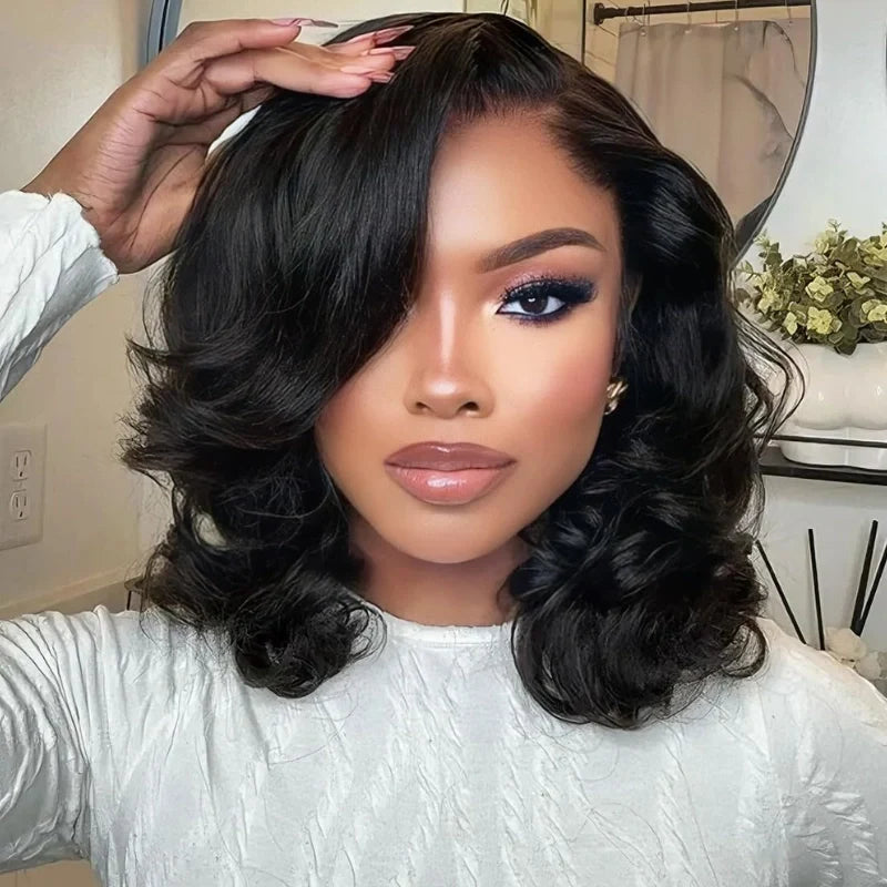 Low Maintenance Body Wave Wear & Go Pre-cut HD Lace Ready to Wear Bob Wig with Pre Plucked Hairline & Bleached Knots