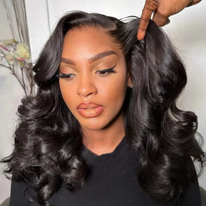 Low Maintenance Body Wave Wear & Go Pre-cut HD Lace Ready to Wear Bob Wig with Pre Plucked Hairline & Bleached Knots