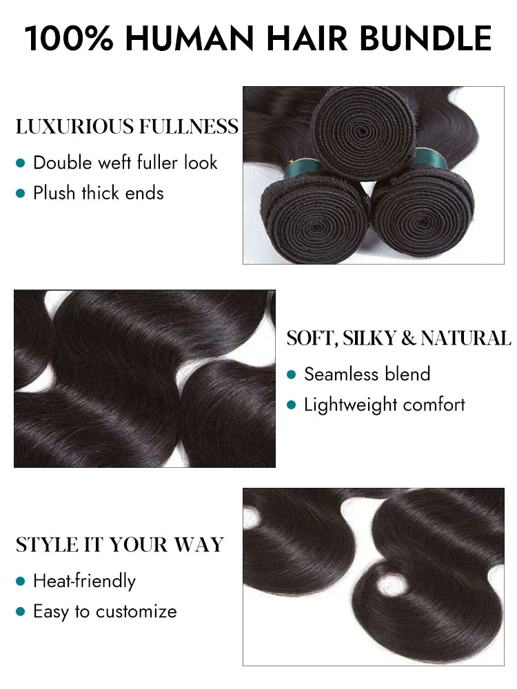 Body Wave Hair Quick Weave 3pcs Brazilian 100% Virgin Human Hair Bundles