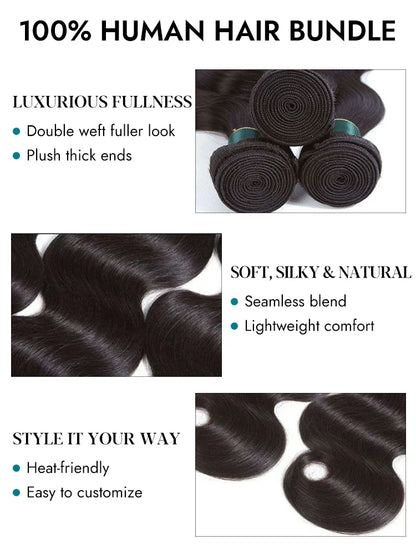 Body Wave Hair Quick Weave 3pcs Brazilian 100% Virgin Human Hair Bundles