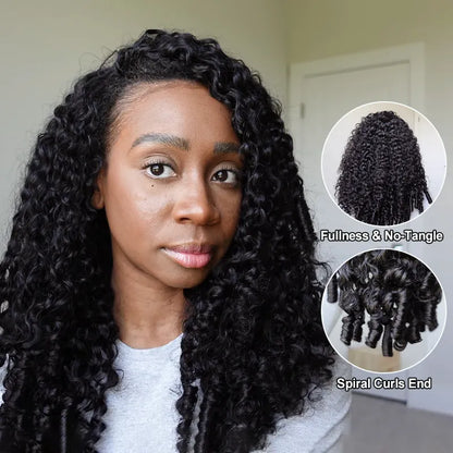 3 In 1 Half Wig Burmese Curly Glueless Install Half Wig With Adjustable Drawstring Flip Over Wig Beginner Friendly