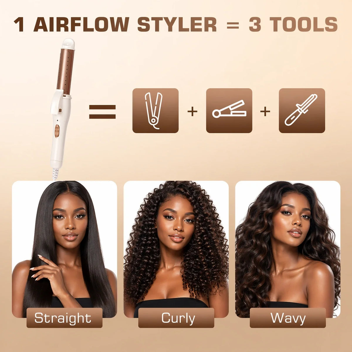 Ashimary Ceramic Straightener and Curly Iron 2 in 1