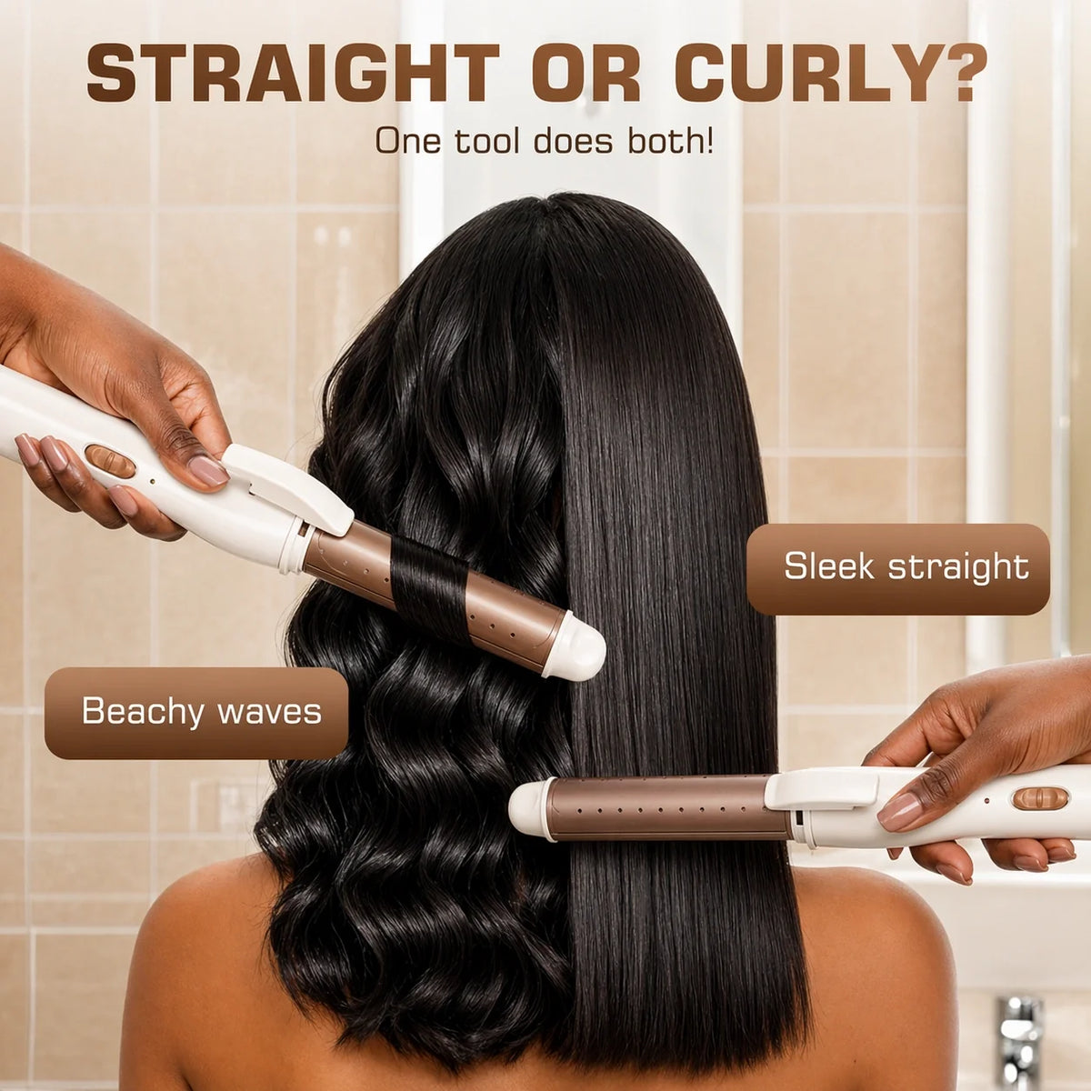 Ashimary Ceramic Straightener and Curly Iron 2 in 1