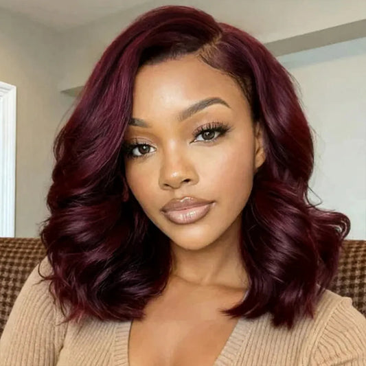 Black Cherry Short Bob Body Wave Wig Pre-Everything Glueless Human Hair