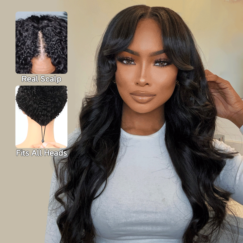 V Part Wig | Beginner Friendly Natural Scalp Curly Human Hair Upgrade Thin Part Wig