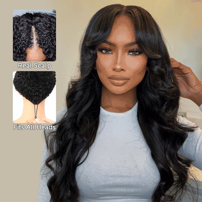 V Part Wig | Beginner Friendly Natural Scalp Curly Human Hair Upgrade Thin Part Wig