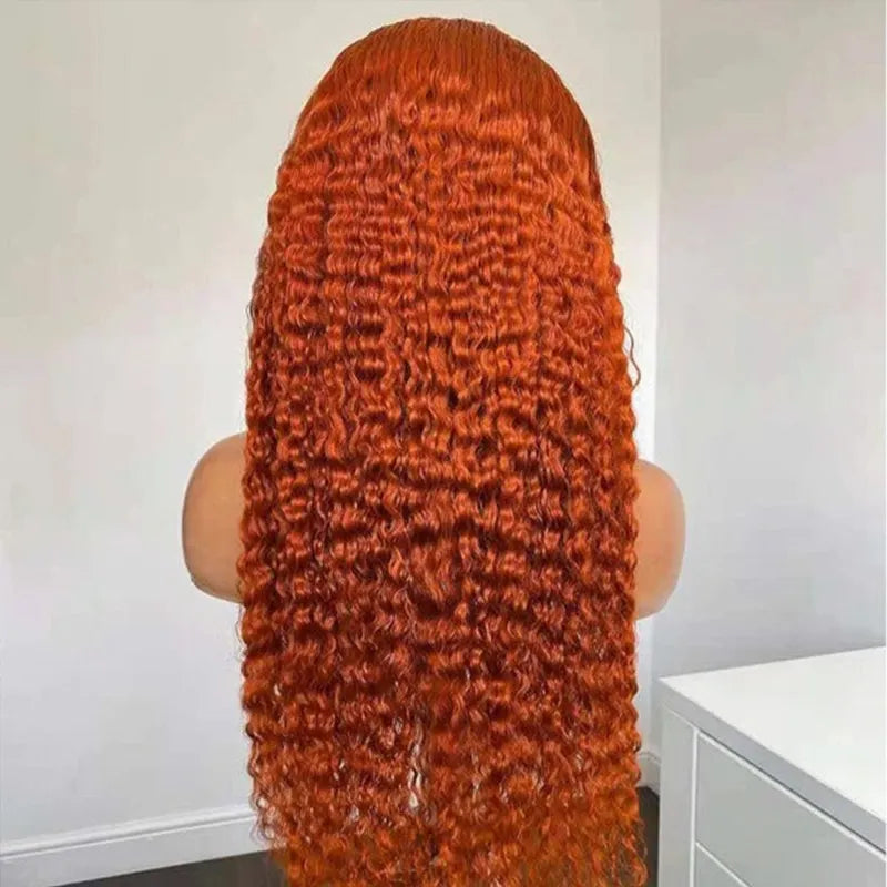 Deep Wave 13*4 13*6 Curly Ginger Color Wig Lace Wigs 180% Density Lace Front Wigs Ashimary