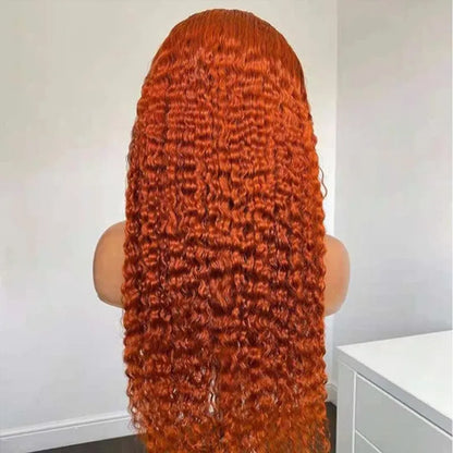 Deep Wave 13*4 13*6 Curly Ginger Color Wig Lace Wigs 180% Density Lace Front Wigs Ashimary