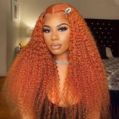 Deep Wave 13*4 13*6 Curly Ginger Color Wig Lace Wigs 180% Density Lace Front Wigs Ashimary