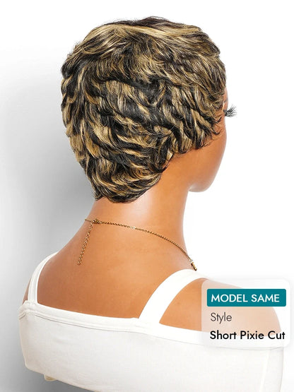 2 Wigs=$89 | Short Pixie Cut Glueless Human Hair Wig + Glueless Highlight Pixie Cut Wig