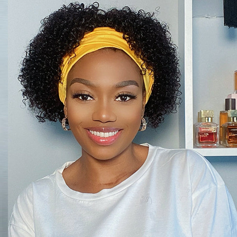 Jerry Curly Headband Bob Wig 100% Human Hair