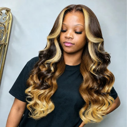 Ombre Loose Body Wave Wig Glueless Pull Go 13x6 Full Lace Front with Snug Fit Drawstring