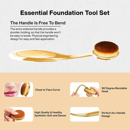 1000 Points | Makeup Brush Set Super Soft Professional Oval Brushes Features Powder Concealer Contour