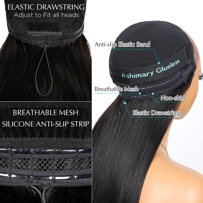 Perfect Kinky Straight Wear & Go Glueless Natural Hairline Pre Cut Hd Lace Ready to Wear Wig with Pre Bleached Knots