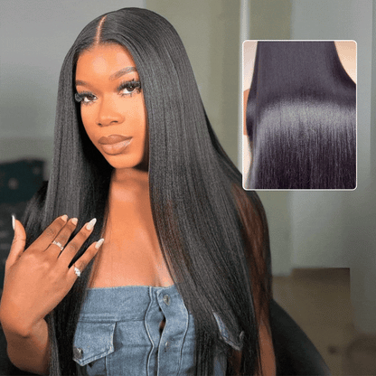 V Part Wig | Real Scalp Straight V Part Human Hair Beginner Friendly Thin Part Wig