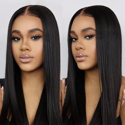V Part Wig | Real Scalp Straight V Part Human Hair Beginner Friendly Thin Part Wig