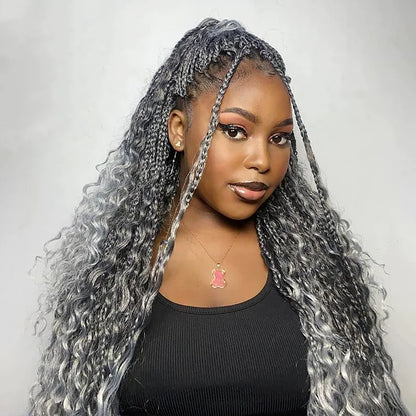 Invisi Strap Full Lace Knotless Boho Curls Braided Long Wig Pre-braid Lightweight Super Natural Scalp