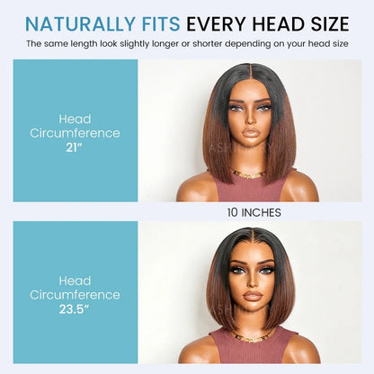 Razor-Sharp Bobs Vietnamese Hair Ombre Brown Double Drawn Glueless 2x6 Lace Luxury Sleek Bob Human Hair Wigs