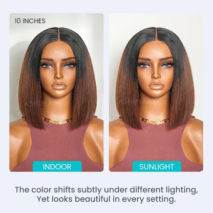 Razor-Sharp Bobs Vietnamese Hair Ombre Brown Double Drawn Glueless 2x6 Lace Luxury Sleek Bob Human Hair Wigs