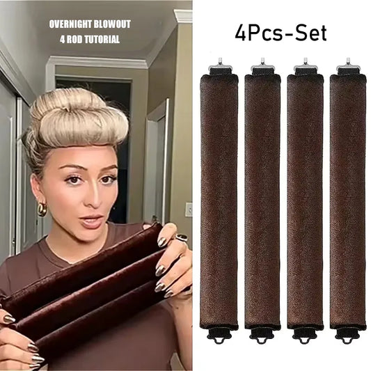 Sleep-In Heatless Hair Curling Set | Large Rods with Hook for Blowout Hair