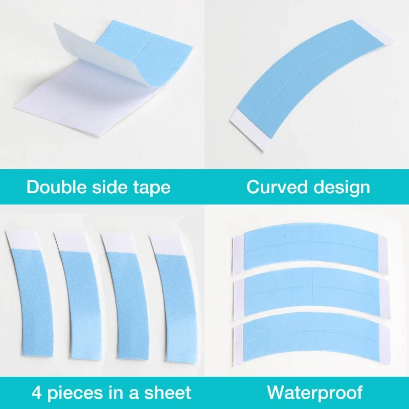 500 Points | 20 Pcs Ashimary Toupee Tape Strips Blue Double Sided Waterproof