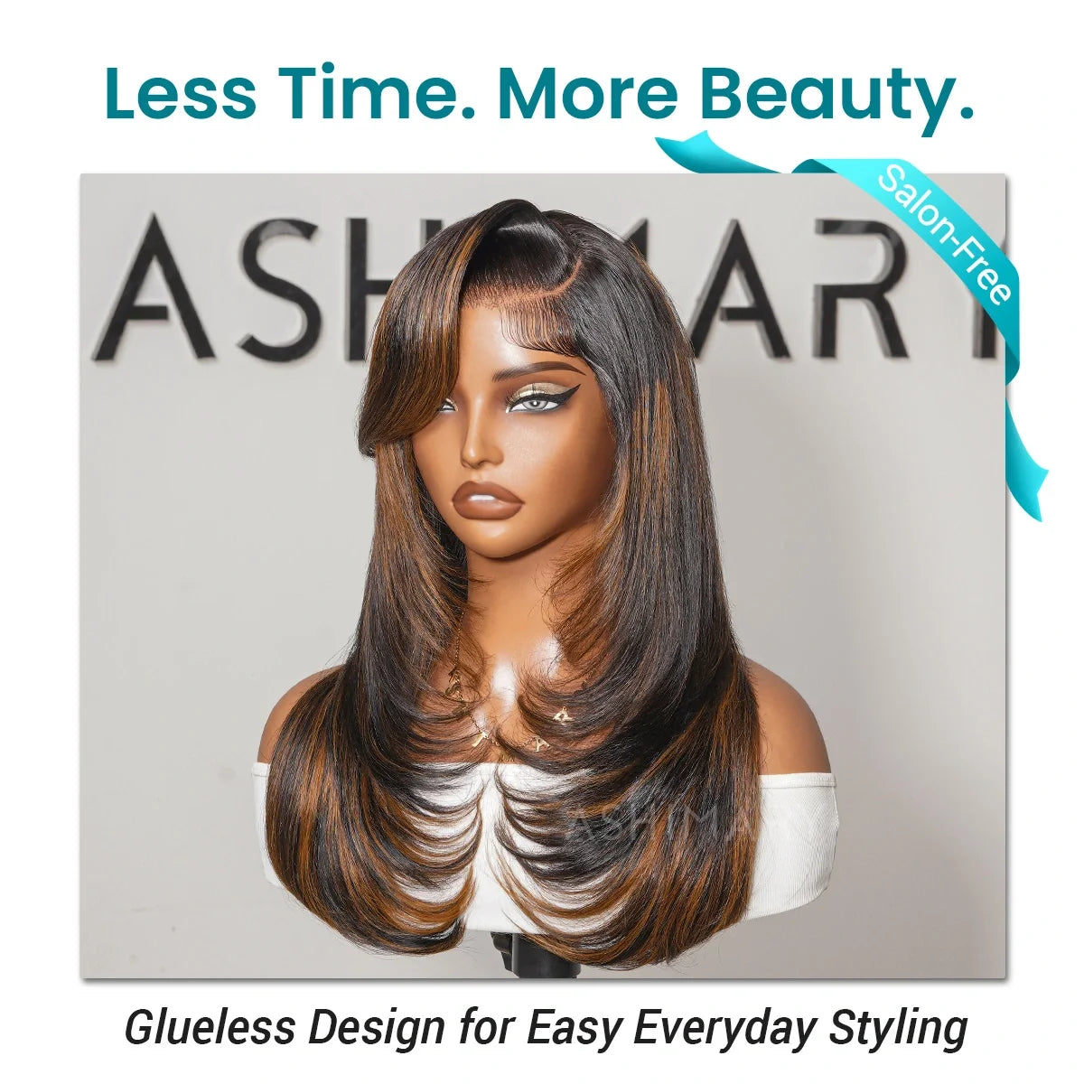Brown Mix Highlight High Layers Face Framing 6x4.5 Lace Glueless Straight Wig Pre-Everything Salon Style Wig
