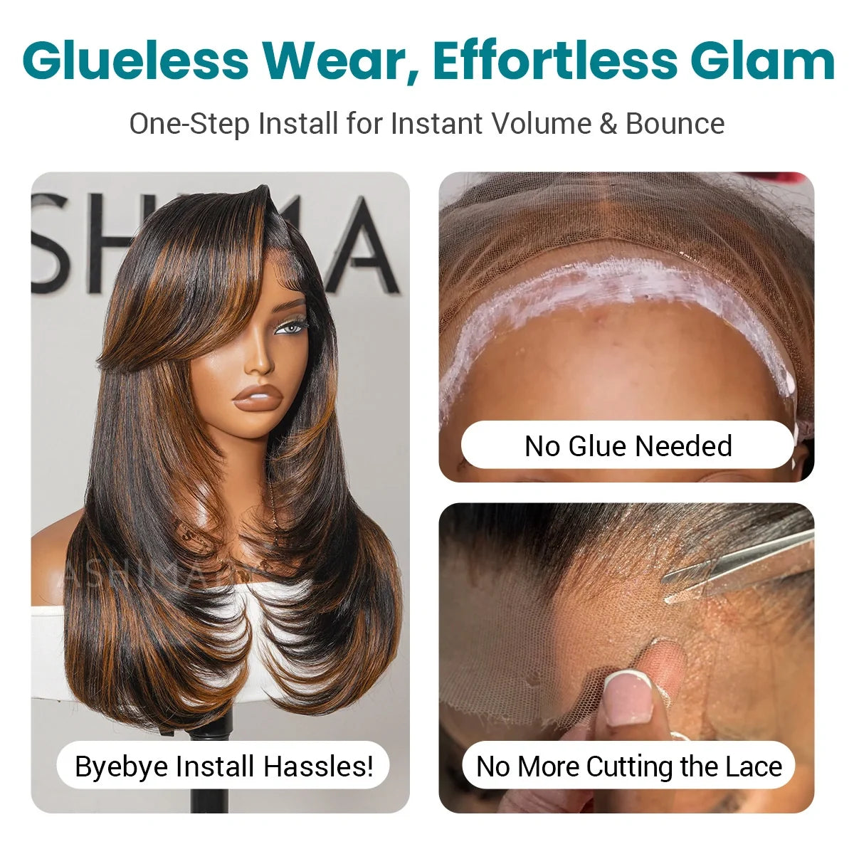 Brown Mix Highlight High Layers Face Framing 6x4.5 Lace Glueless Straight Wig Pre-Everything Salon Style Wig