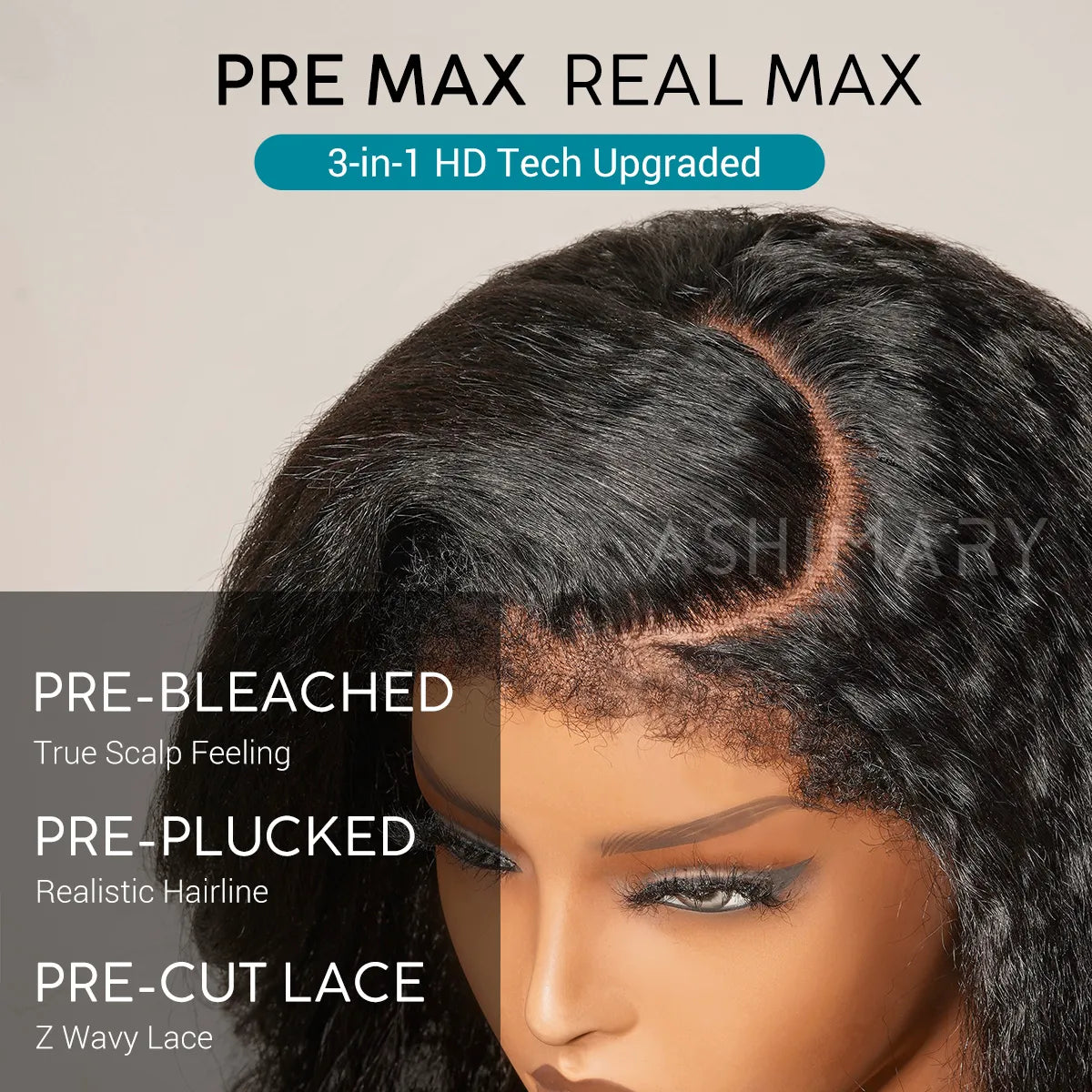 Kinky Wave Wig with Curly Edge 7x5 StayLock™ Contour Structure 720° Snug Fit Short Length Fullness Glueless Wig