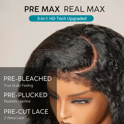 Kinky Wave Wig with Curly Edge 7x5 StayLock™ Contour Structure 720° Snug Fit Short Length Fullness Glueless Wig
