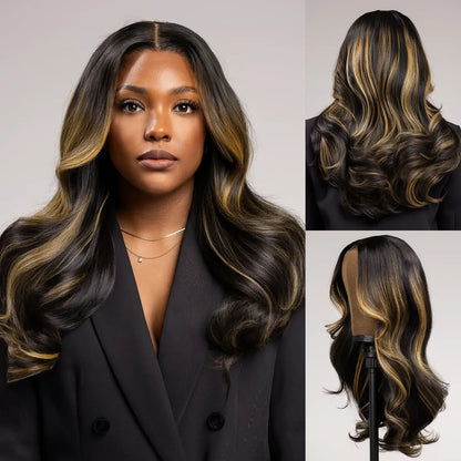 Butterscotch Blonde Highlights Body Wave 6x4.5 Lace Pre Everything Wig Put-On and Go Glueless Human Hair Wigs