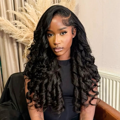 Bombshell Blowout 6x4.5 Pre-Cut Glueless Lace Wig Face-Framing Human Hair Wigs