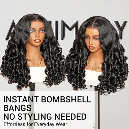 Bombshell Blowout 6x4.5 Pre-Cut Glueless Lace Wig Face-Framing Human Hair Wigs