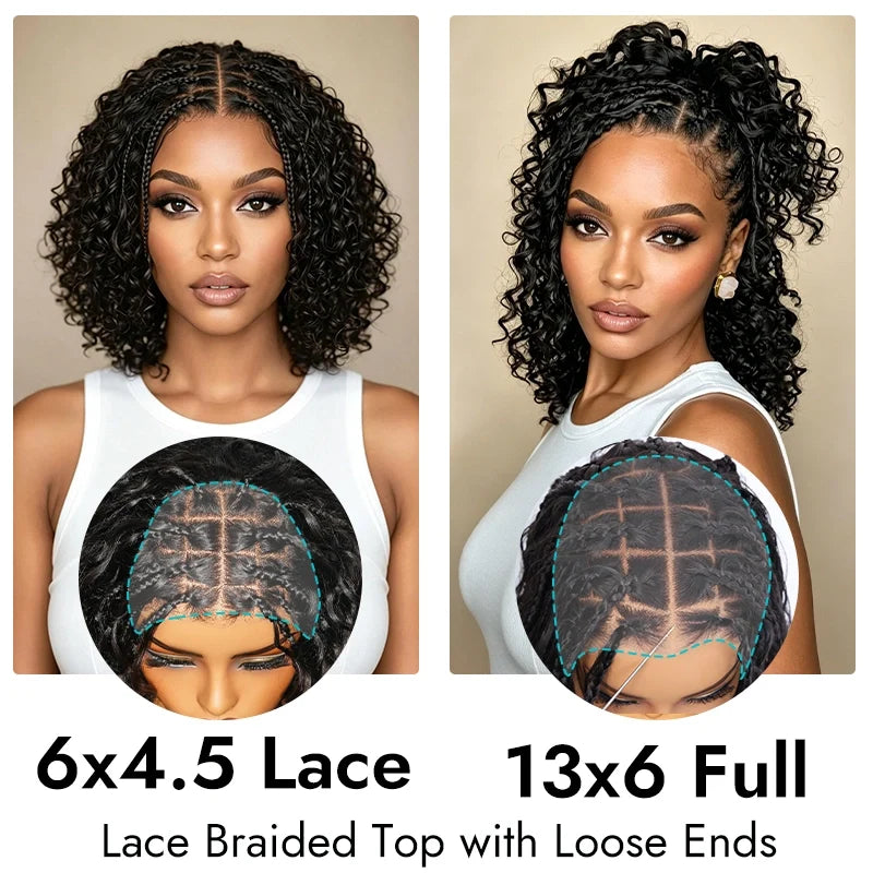 [US 24H Ship] Pre-Braided Water Wave Glueless 6x4.5 Closure Lace with Braided Top Human Hair Wig Pre-Cut Lace