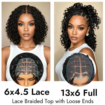 [US 24H Ship] Pre-Braided Water Wave Glueless 6x4.5 Closure Lace with Braided Top Human Hair Wig Pre-Cut Lace
