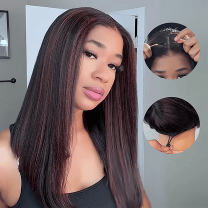 Highlight Yaki Straight Bob 13x4 Lace Frontal  Pre Everthing 6x4.5 / 4x4 Lace Clsoure Human Hair Wig