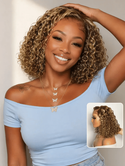 Highlight Water Wave Bob 7x5 Lace Pull Go Wig C Side Part Pre-Styled Short Length Human Hair