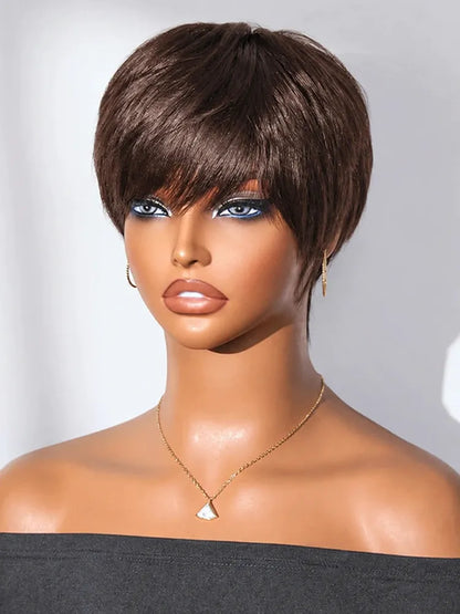2nd Wig Only $1 | Burmese Curly 6x4.5 Lace Wig Glueless Human Hair and Brown Pixie Short Wig