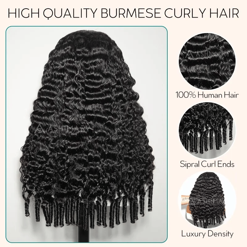 3 In 1 Half Wig Burmese Curly Glueless Install Half Wig With Adjustable Drawstring Flip Over Wig Beginner Friendly