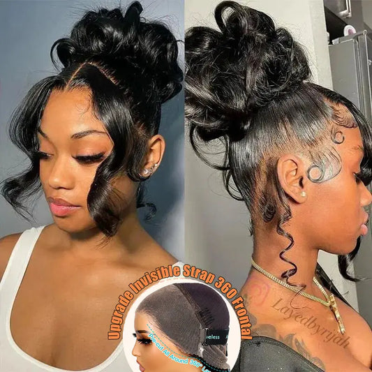 [US 24H Ship] Invisi Strap Snug Fit 360 Transparent Lace Frontal Body Wave Bleached Knots Wig Fresh Length