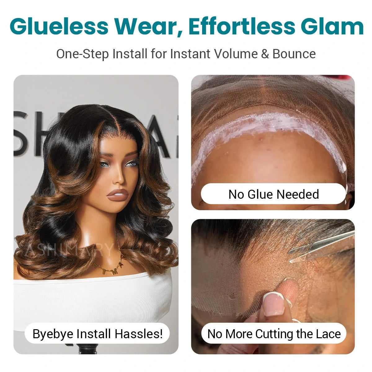 Chestnut Brown Ombre Body Wave Bob 7x5 StayLock™ Contour Structure 720° Snug Fit Glueless Face-Framing Wig