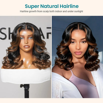 Chestnut Brown Ombre Body Wave Bob 7x5 StayLock™ Contour Structure 720° Snug Fit Glueless Face-Framing Wig