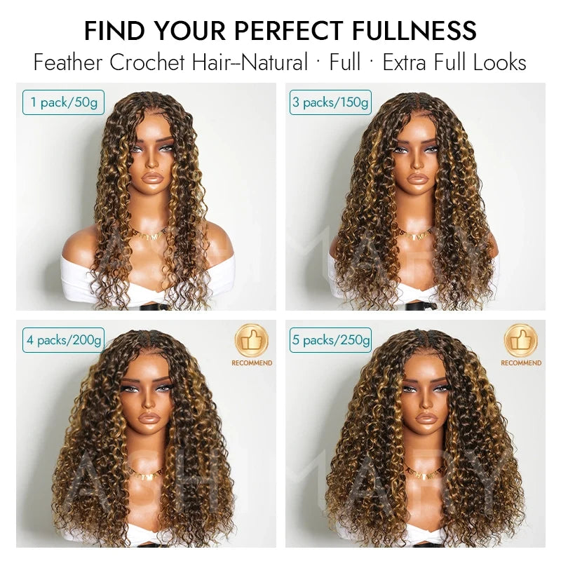 Water Wave Crochet Hair Natural Black Machine Made Feather Crochet Human Hair Extension