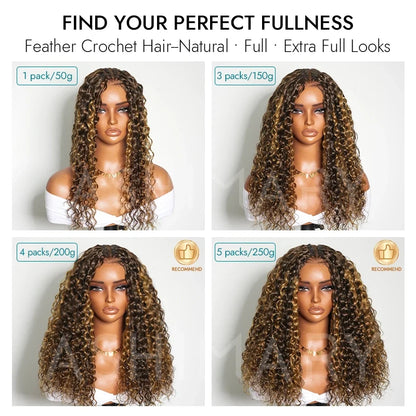 Water Wave Crochet Hair Natural Black Machine Made Feather Crochet Human Hair Extension