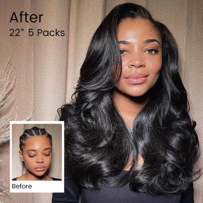 Body Wave Crochet Hair Natural Black Machine Made Feather Crochet Human Hair Extension