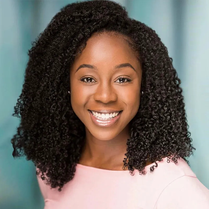 4C Curly Edge Afro Curly Flexible Fit Half Wig With Drawstring Natural Hairline Beginner Friendly