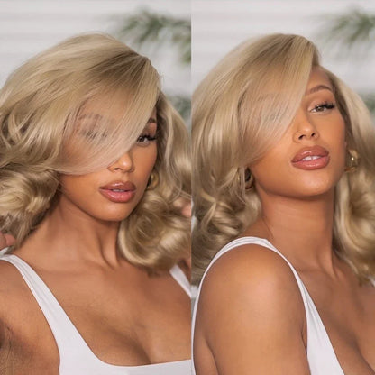 Customized Blonde Balayage on Brown Hair Transparent 13x4 &13x6 Full Lace Frontal Wig Ashimary