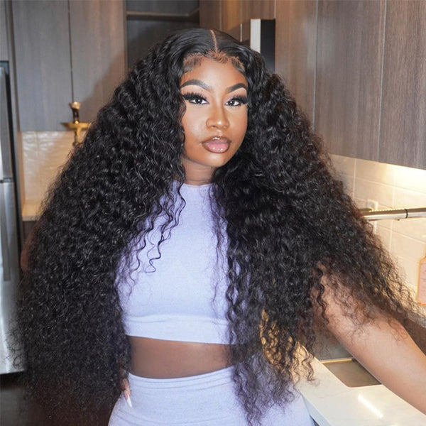 13x4 Transparent HD lace Front Wigs Deep Wave Human Hair 180% Density Ashimary