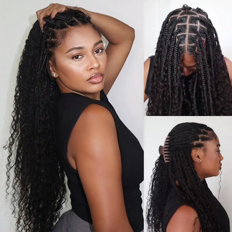 Ashimary Deep Wave Bulk Human Hair For Boho Knotless Braiding  Natural Black