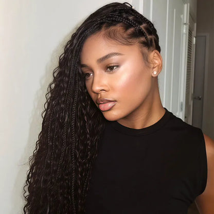 Ashimary Deep Wave Bulk Human Hair For Boho Knotless Braiding  Natural Black